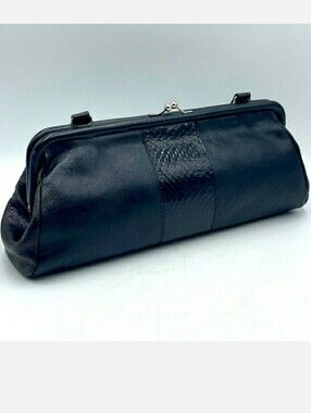 Naturalizer Textured Genuine Leather Handbag Purse w/Kiss Clasp Made in Brazil
